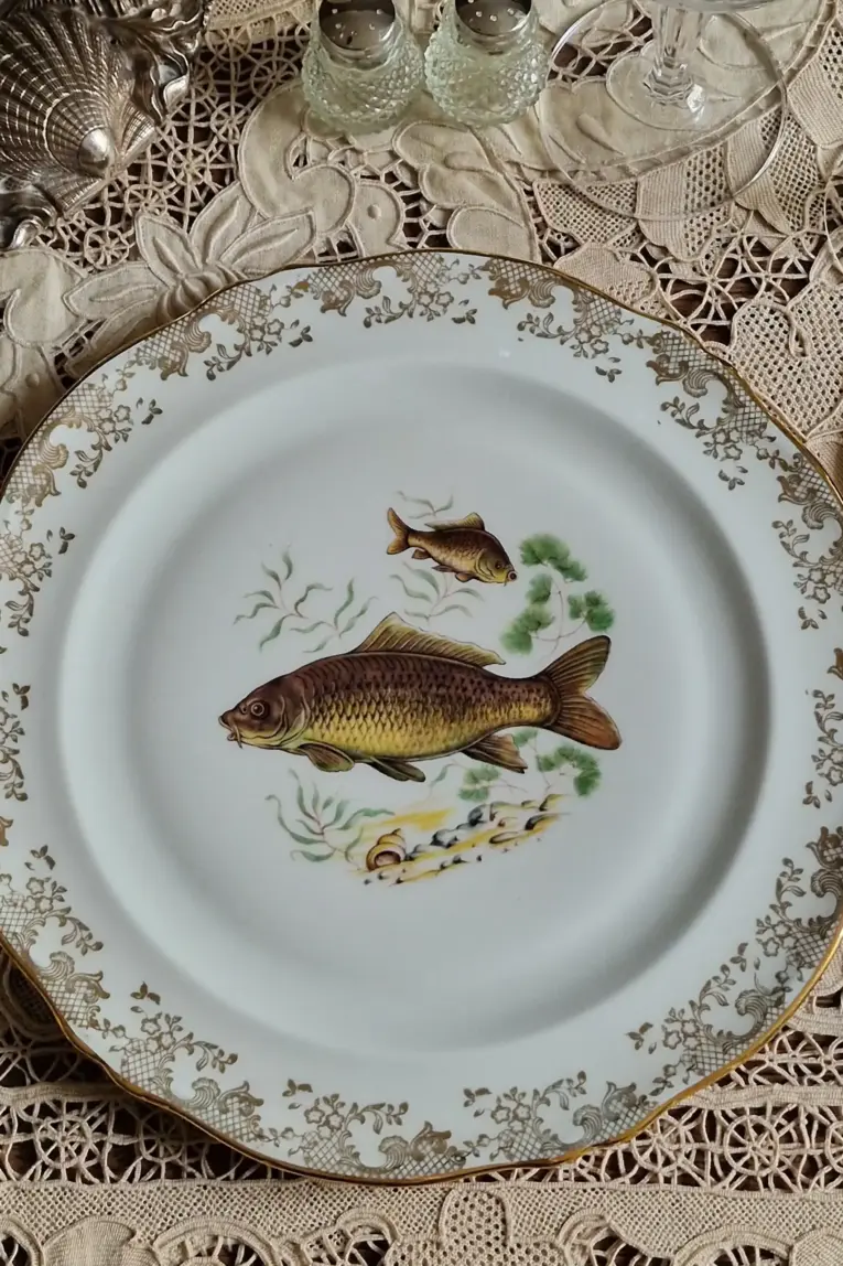 Limoges Fish Plates – Set of 12 (Six Motifs)